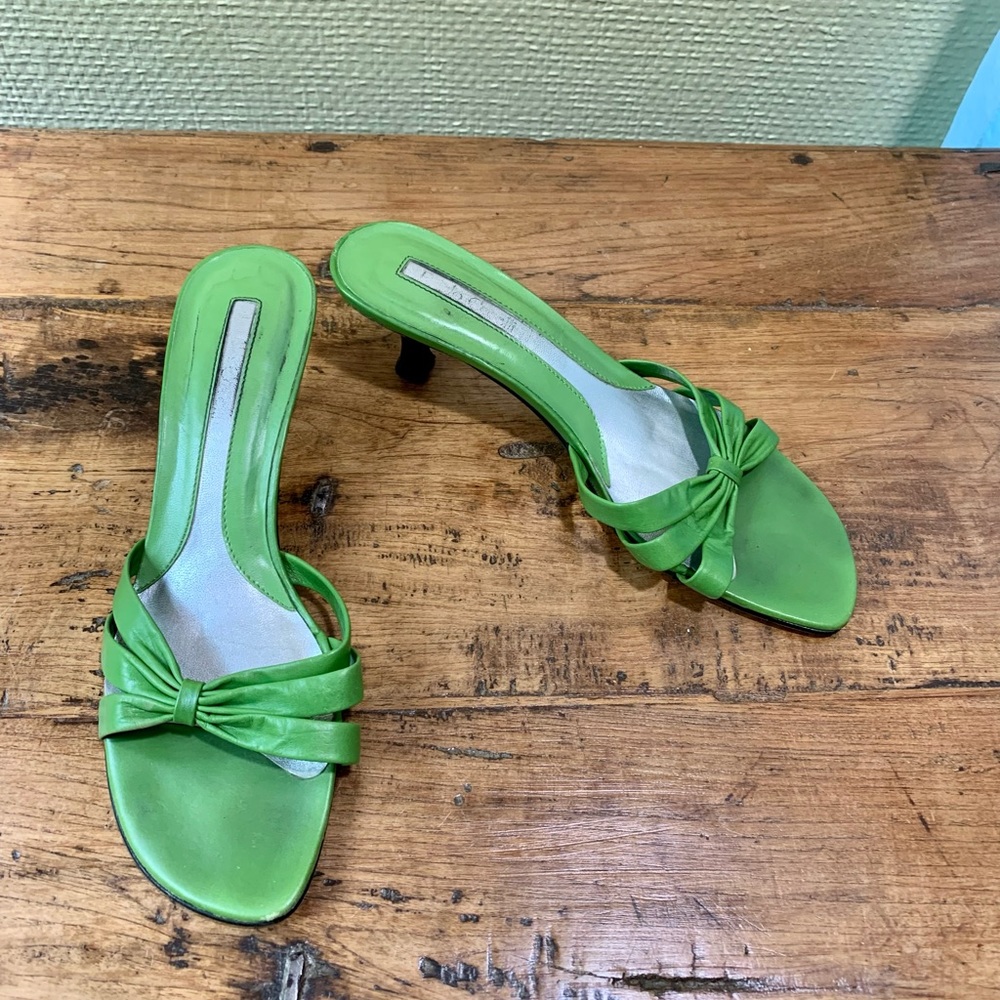 Pablo Corelli Green Leather Mule Sandals